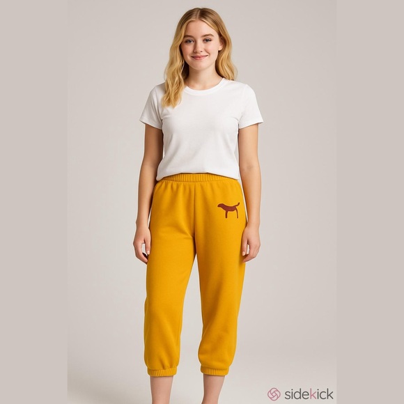 Victoria's Secret PINK Capri Cropped Joggers Sweatpants Size Small Burnt Orange - Picture 1 of 14